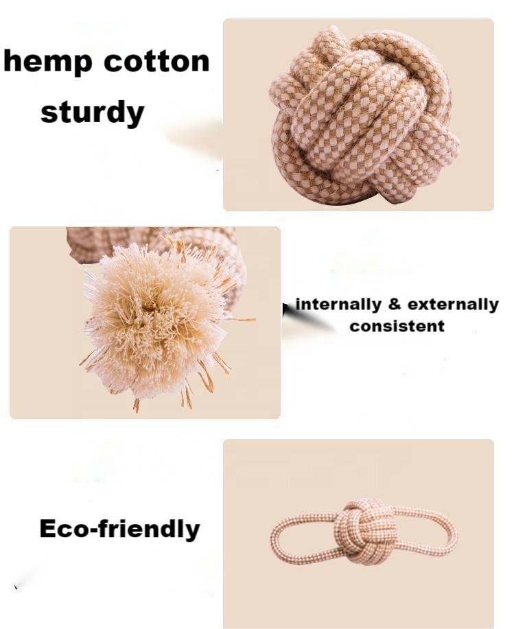 Eco-friendly Fashion Daily Use Pet Puppy Dog Hemp Cotton Rope Chewing Toy Bite-resistant Molar Teeth Pull-out Dental Cleaning