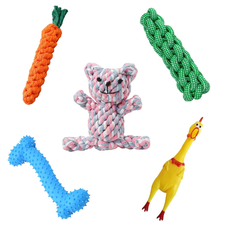 Manufacturer Wholesale Durable Chewable Dental Cleaning Dog Toys Handmade Woven Cotton Rope Knot for Puppies