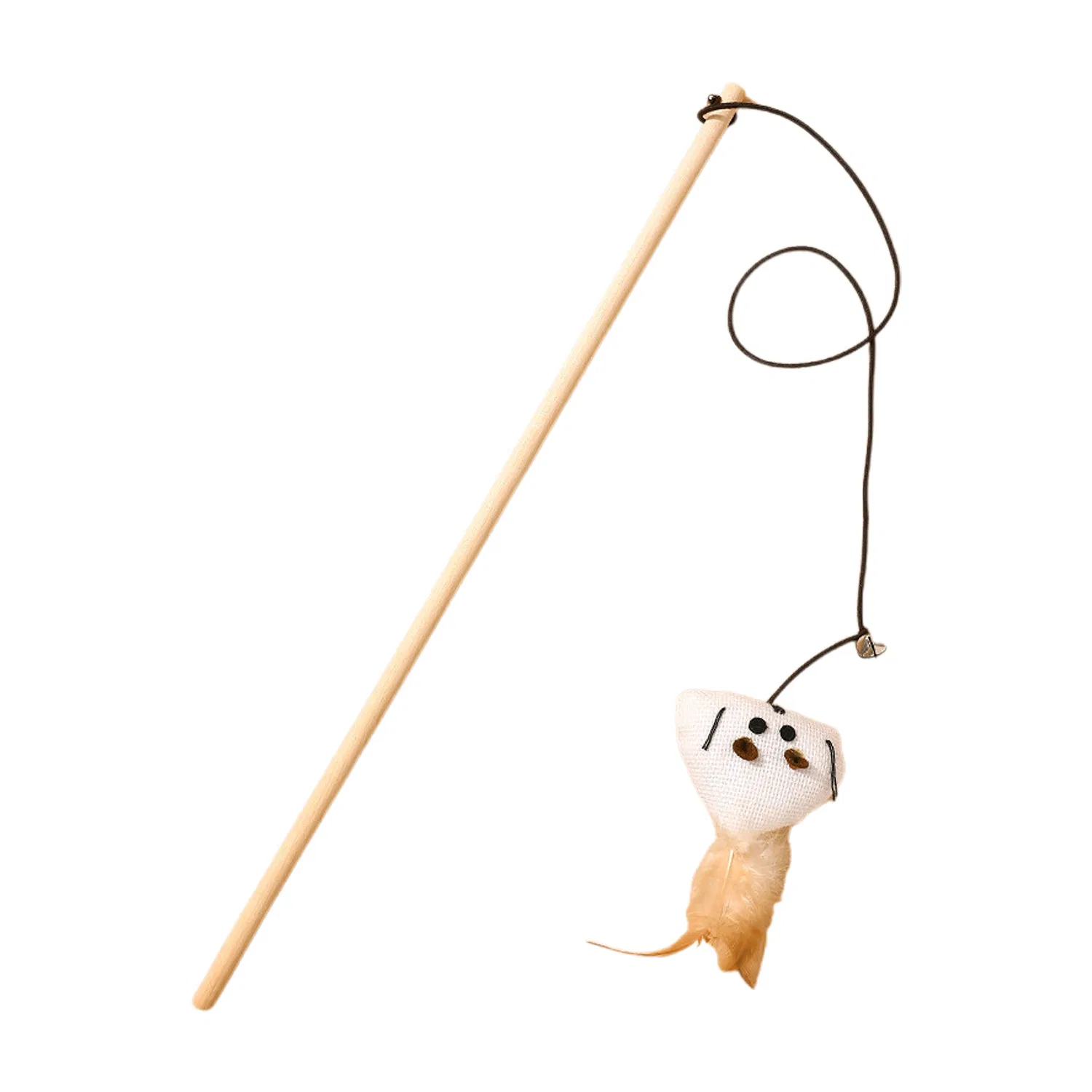Kitten Mouse Wand Wood Pole Fake Feather Fish Cat Teaser Pet Wand Toy with Bell Chewing Toys Cat Interactive Toys Pet Supplies