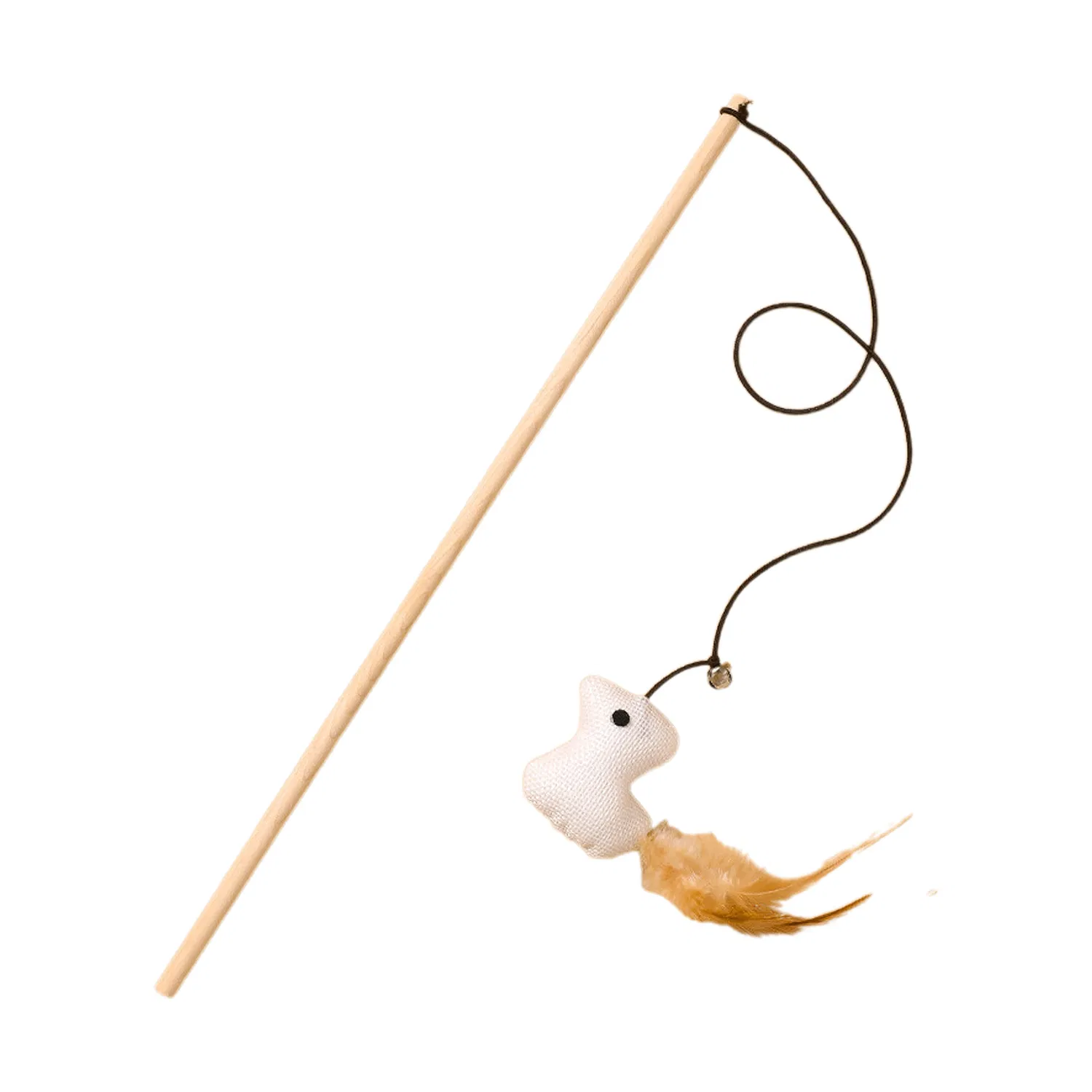 Kitten Mouse Wand Wood Pole Fake Feather Fish Cat Teaser Pet Wand Toy with Bell Chewing Toys Cat Interactive Toys Pet Supplies