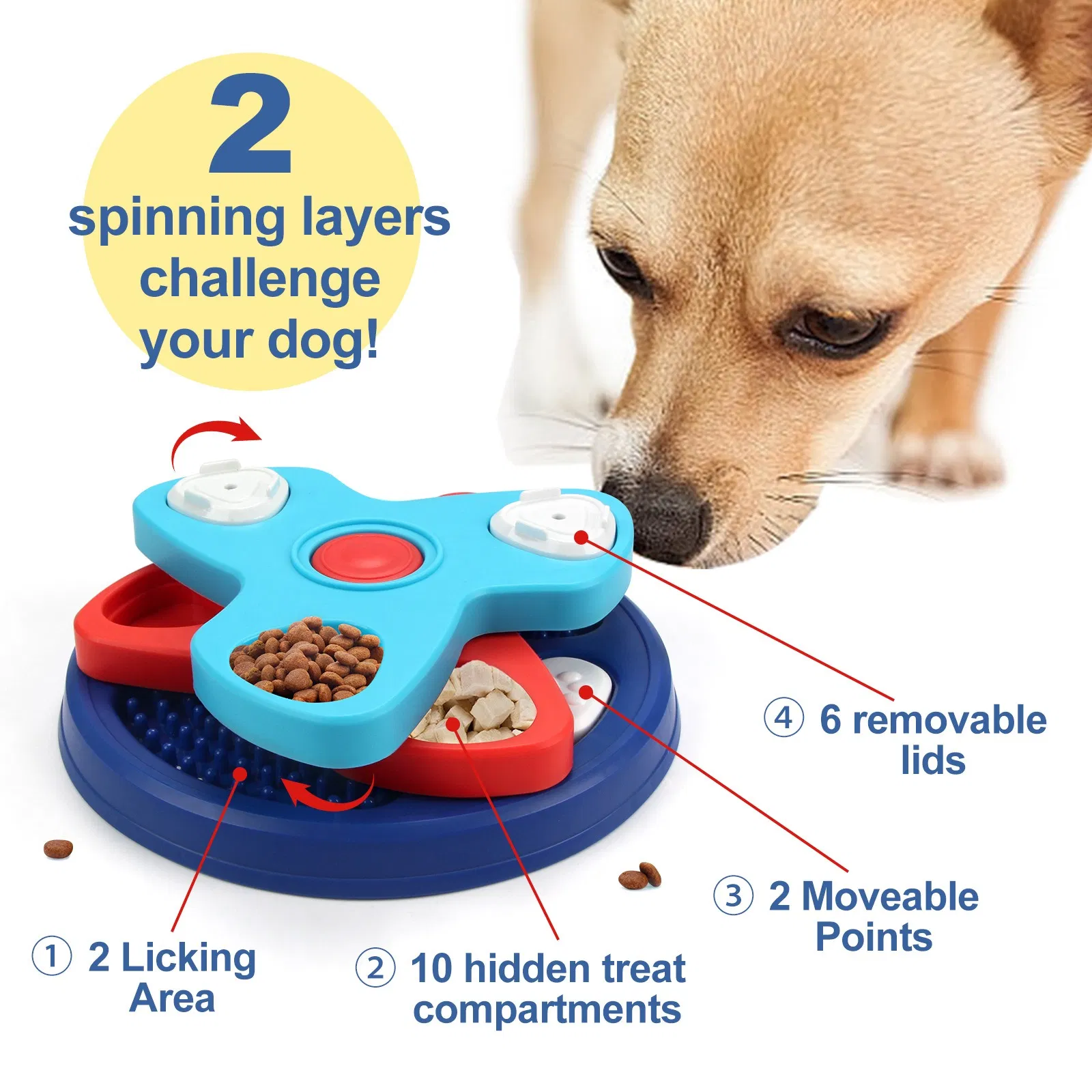 Engaging Round Slow Feeder Puzzle Toy - Interactive Fun for Pets