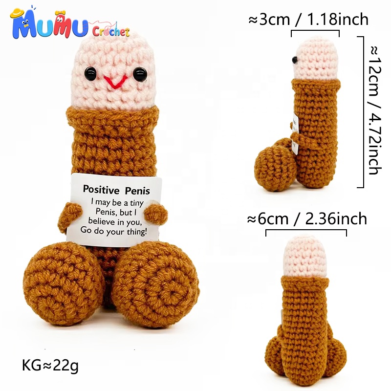 Emotional Support Funny Face Crochet Penis Doll Amigurumi Handmade For Stress Relief Gift Custom Wholesale