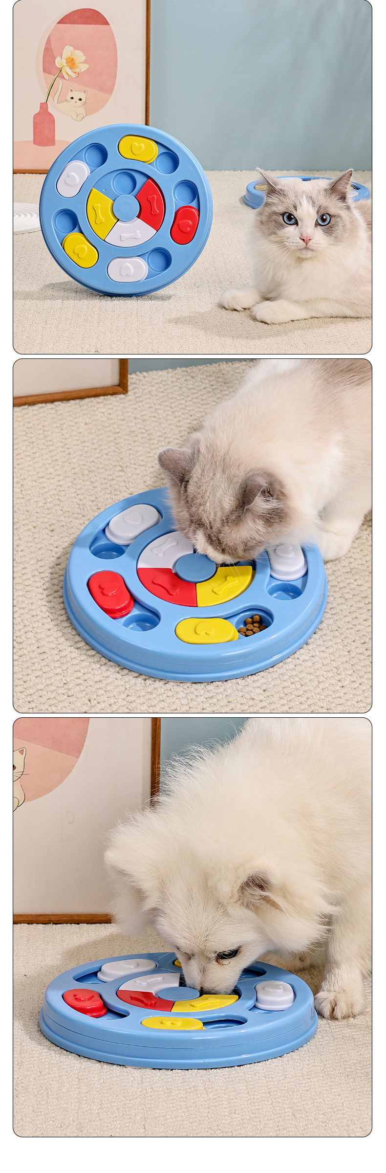 Interactive Small Pet Toys Mentally Stimulating IQ Training Brain Stimulation Treat Dispensing Dog Enrichment Puzzle Toy Cats