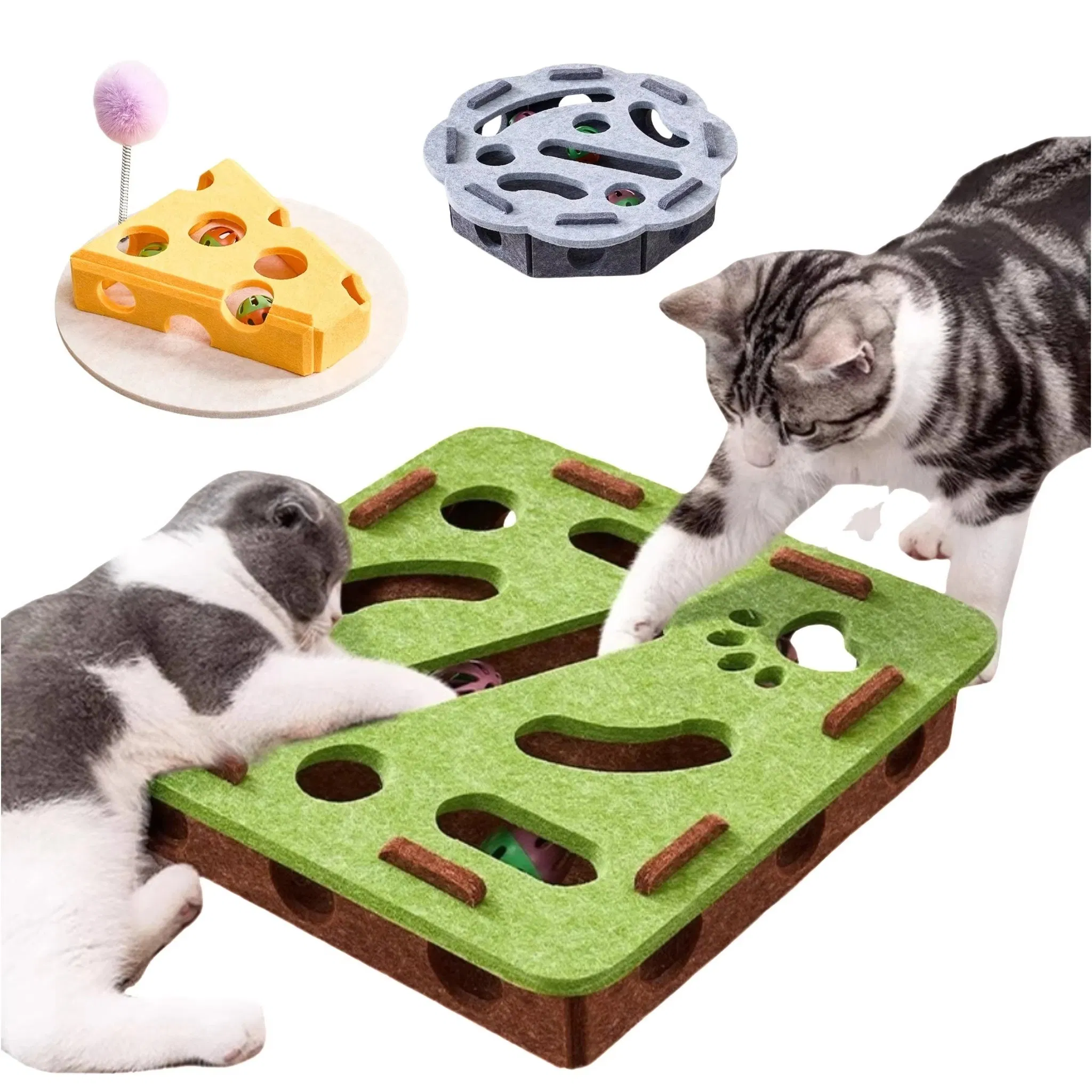 2026 New Cat Toys Interactive Toy Ball Maze Puzzle Game Box Felt Material Interesting Pet Cat Toys 3 Colors