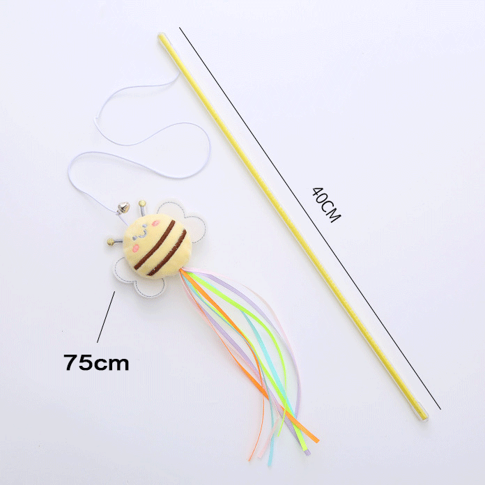 Bee-Shaped Plush Catnip Interactive Cat Teaser Toys for Indoor Cats Wand Toys