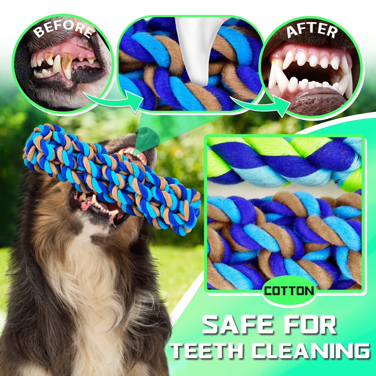 Cotton Rope Knot Ball Dog Toy Durable Interactive Tug Chew Toy Teeth Cleaning Pet Supplies for Puppy