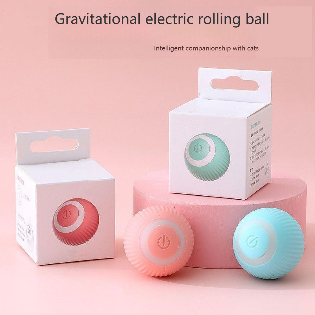 New Eco-Friendly Silicone Modern Pet Cat Dog Toy Smart Electric Automatic Rechargeable Light-Up Anxiety Relief Gravity Rolling