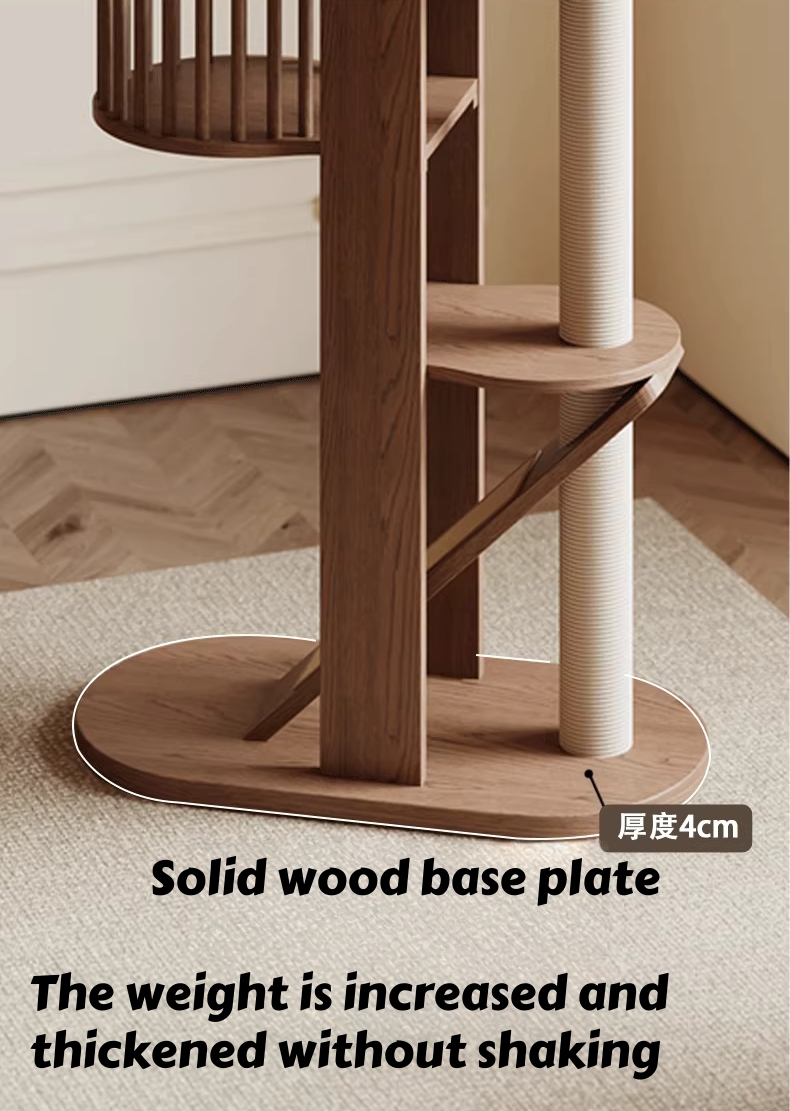Luxury Multilayer Wood Tower For Large Cats Black Big Cat Activity Climbing Trees House With Sisal Scratching Post
