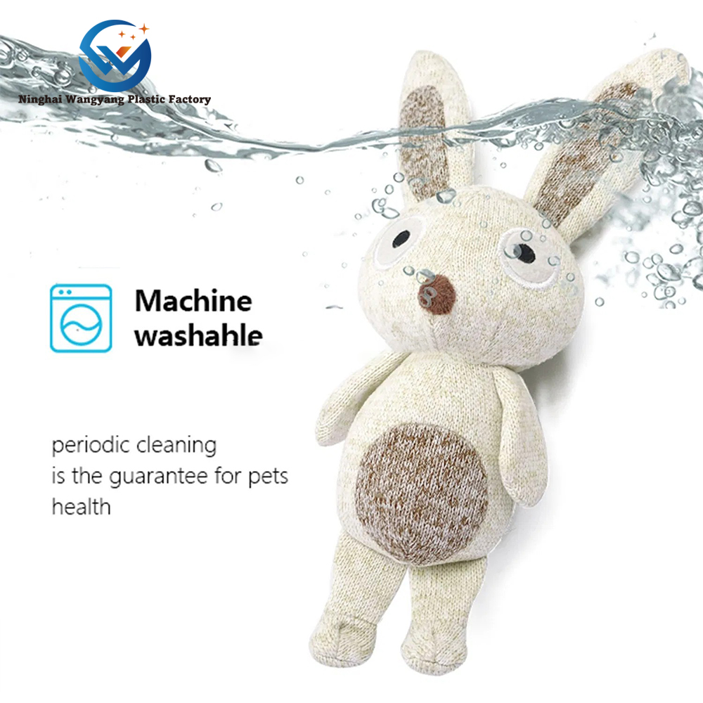Luxury Custom Bunny Plush Small Knit Dog Toy Durable Eco-Friendly Pet Toys with Squeaky Feature Soft Stuffed Chew Manufacturers