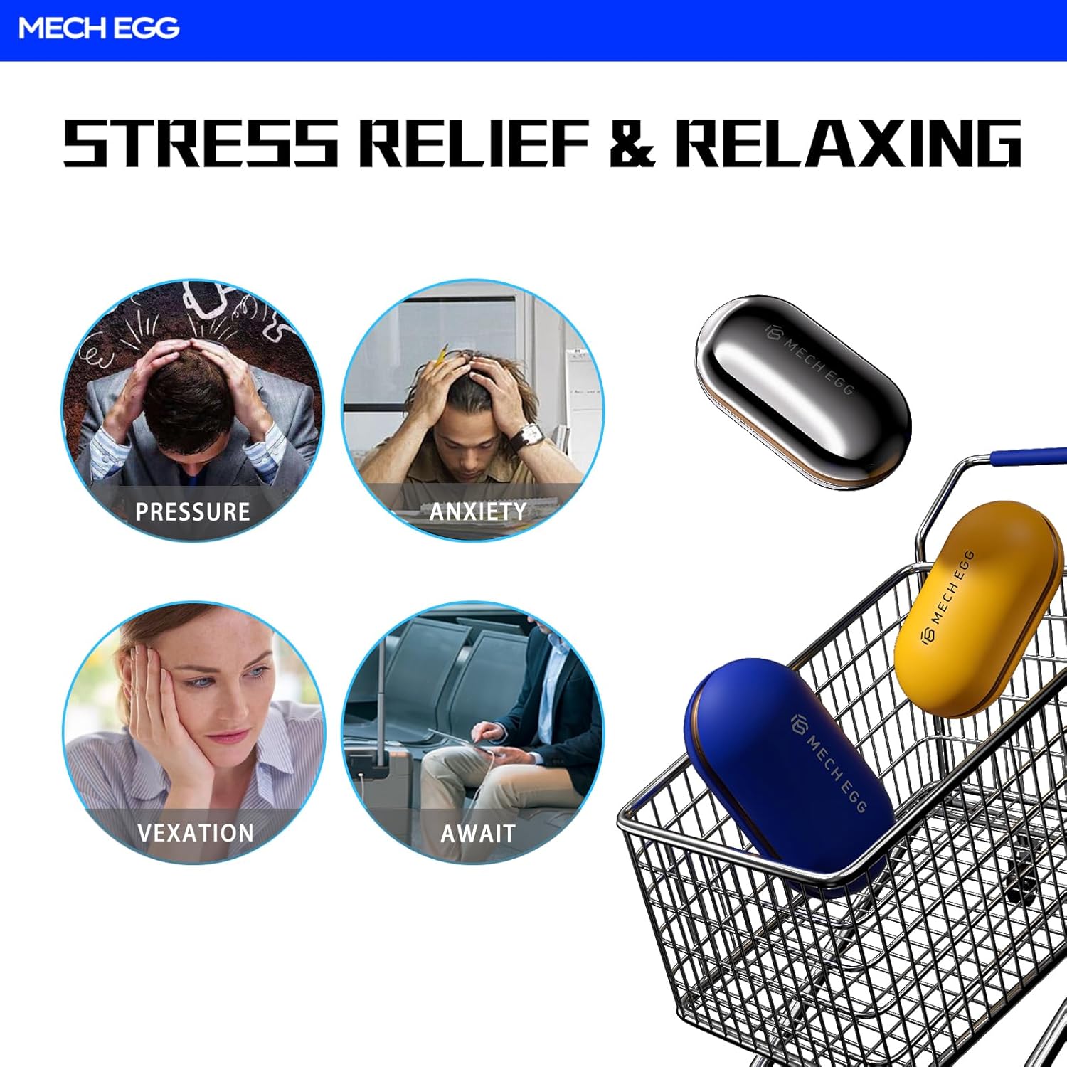 Mech Egg Metal Fidget Slider Push Egg EDC Fidget Toys Adults Sensory Toys Home Office Executive Desk Toys For ADHD ADD Autism