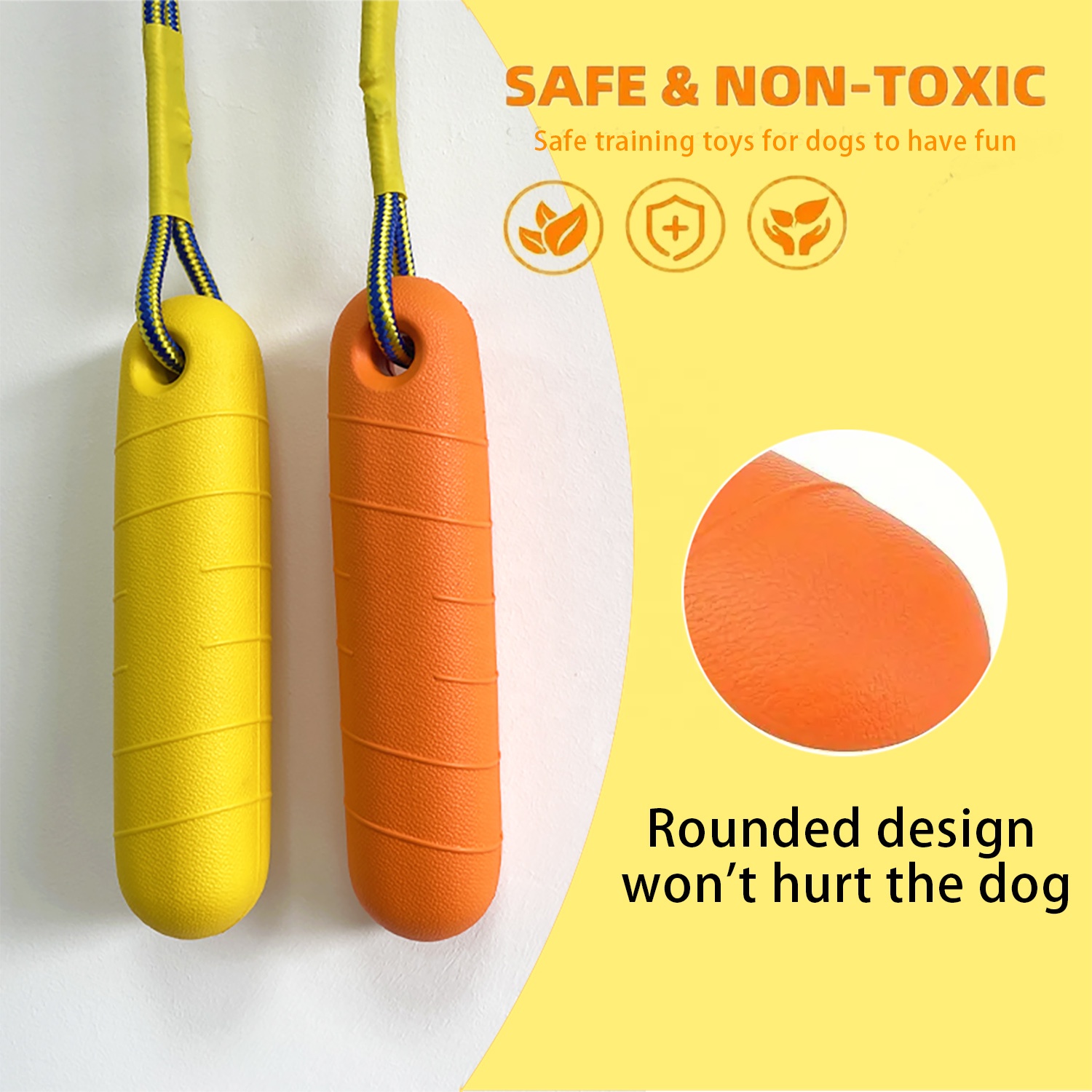 OEM Pet Durable Bite Outdoor Waterproof Beach Water Floating EVA Foam Bumper Interactive Chew Toy with Rope for Dog Sporting