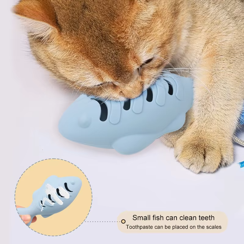2026 New Arrivals Silicone Fish Toy Cats Dogs Pet Supplies Snacks Mint Toys Rubber Happy Bite Cat Stick