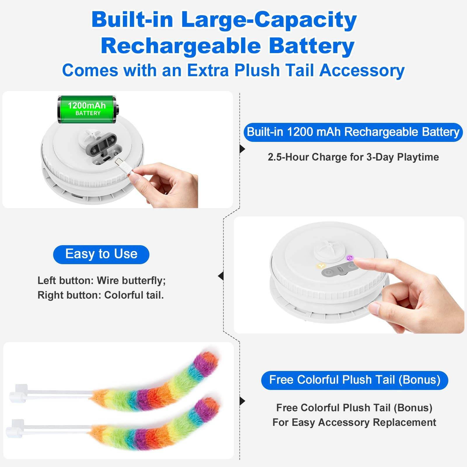 Touch Activated Automatic Interactive CatToy Rechargeable Stress Relief Indoor Cat Exercise Smart Pet Entertainment Cat Supplies