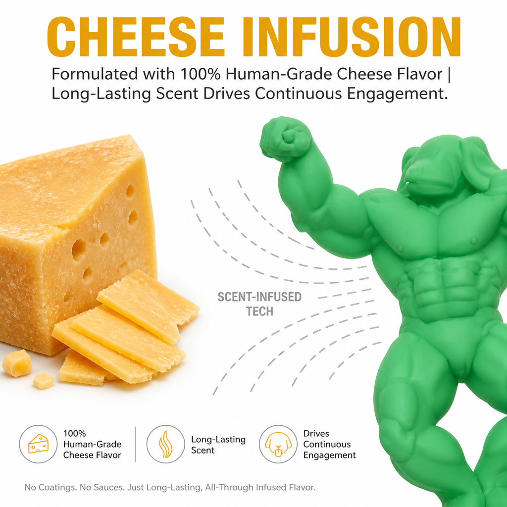 Schwarzenegger Eco-Friendly Tough Durable Nylon Muscle Dog Toy Cheese Flavored Indestructible Chew Toy For Aggressive Daily