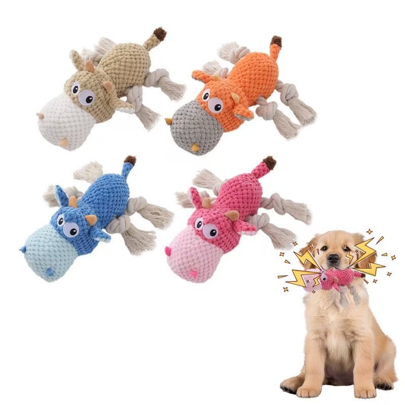 New Pet Squeaky Dog Toy Super Soft Plush Embroidered Comforter Interactive Chew Doll