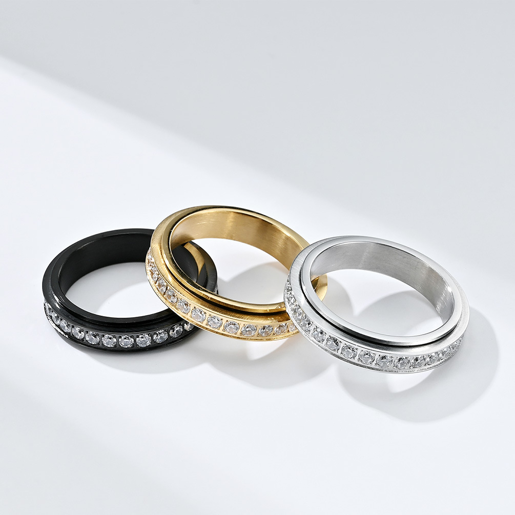 Wholesale Stock Stainless Steel Smooth Spin Spinner Ring Anxiety Fidget Stress Relief Band Daily Wear Gift For Female