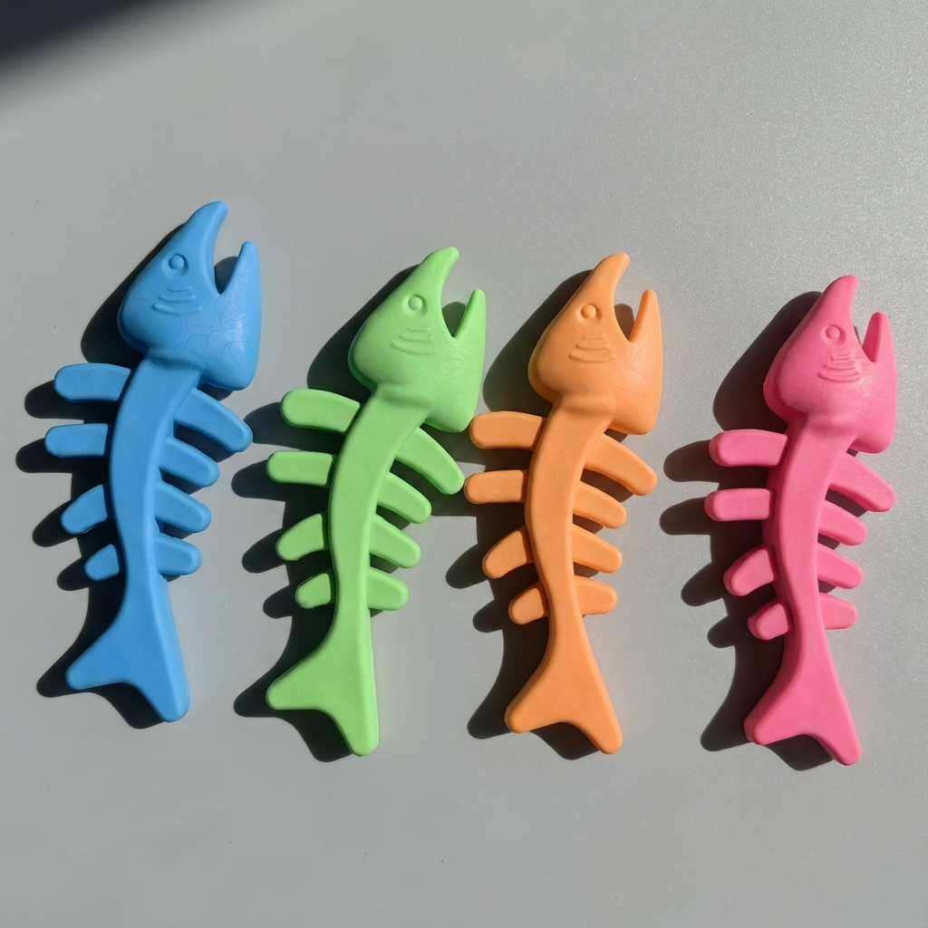 Fish Bone Shaped Squeaky Chew Toys for Cats and Dogs Funny Training Pet Toys with Rubber Fetching Sound for Puppy Puppies