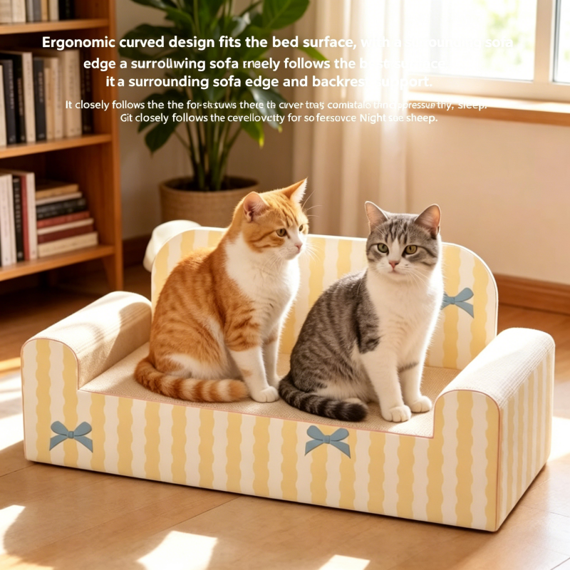 OEM Wholesale Bulk Curved Double-layer Sofa Corrugated Cardboard Nest Cat Scratcher Cardboard Cat Scratch Cat Scratching