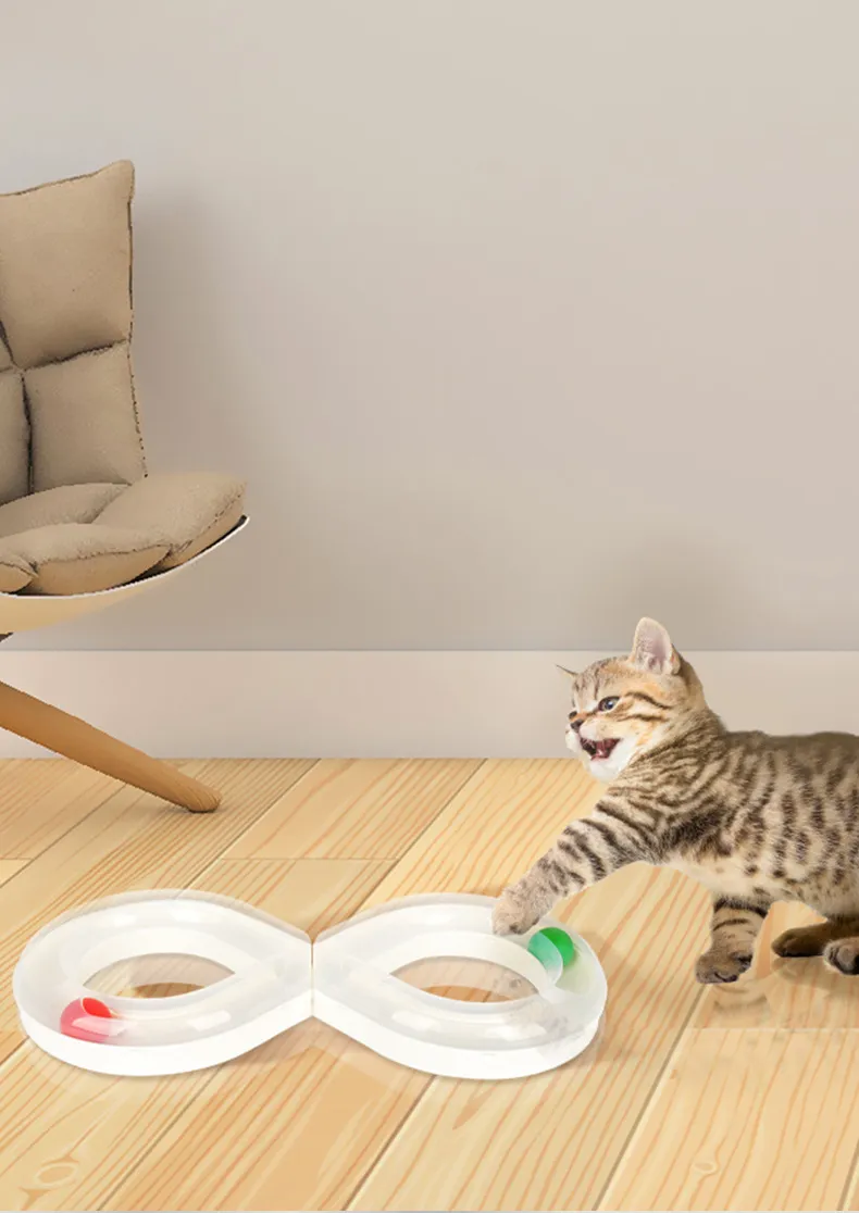 Fun Puzzle Interactive Pet Cat Toy Tunnel Play Cat Tracks Toy with Track Ball