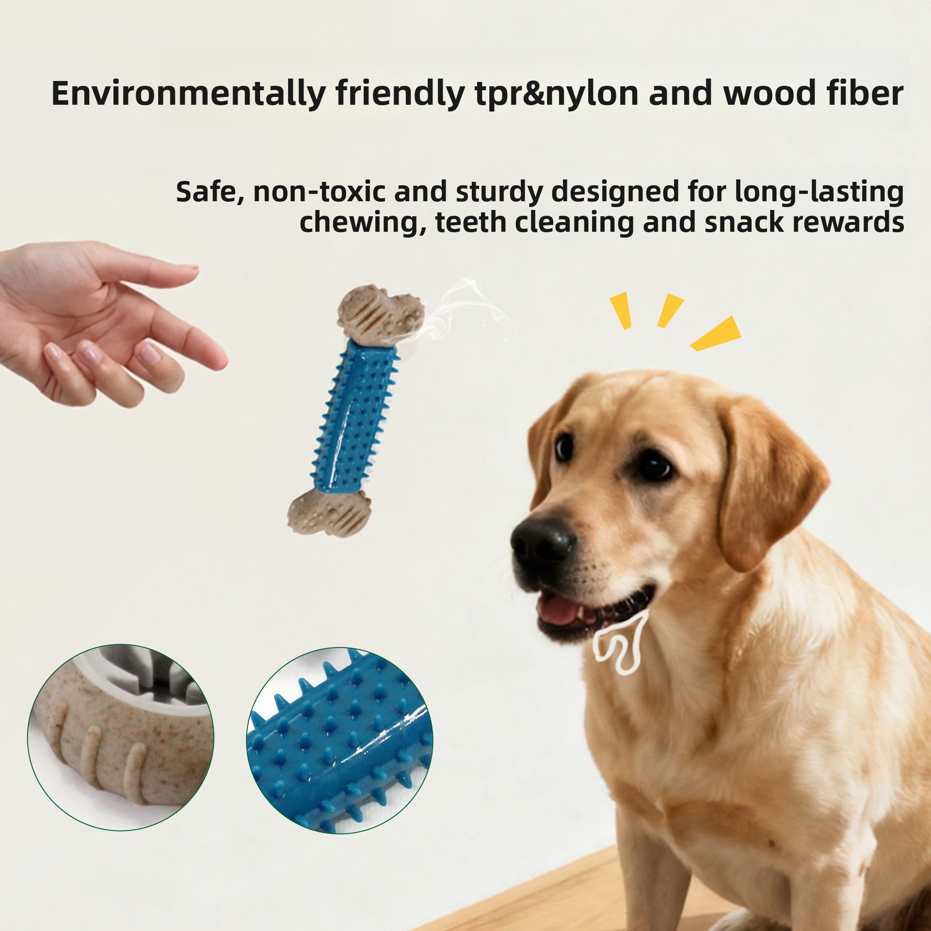 Cross-border Zhejiang-made Dog Chew Toy Durable Bite-resistant Teeth-cleaning Boredom-busting Beef-flavored Wood-plastic