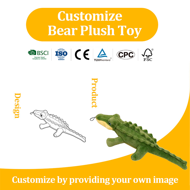 Custom Logo Crocodile Plush Toy PP Cotton Soothing Interactive Pet Training Event Commemorative Present