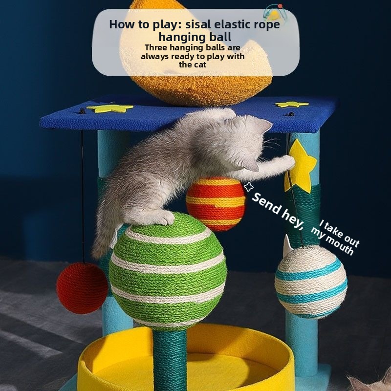Cat Tree Pet Toy Scratch-Resistant Sisal Self-Amusement Cute Style Wear-Resistant Space Capsule Cat Bed Cat Scratching Post Pet
