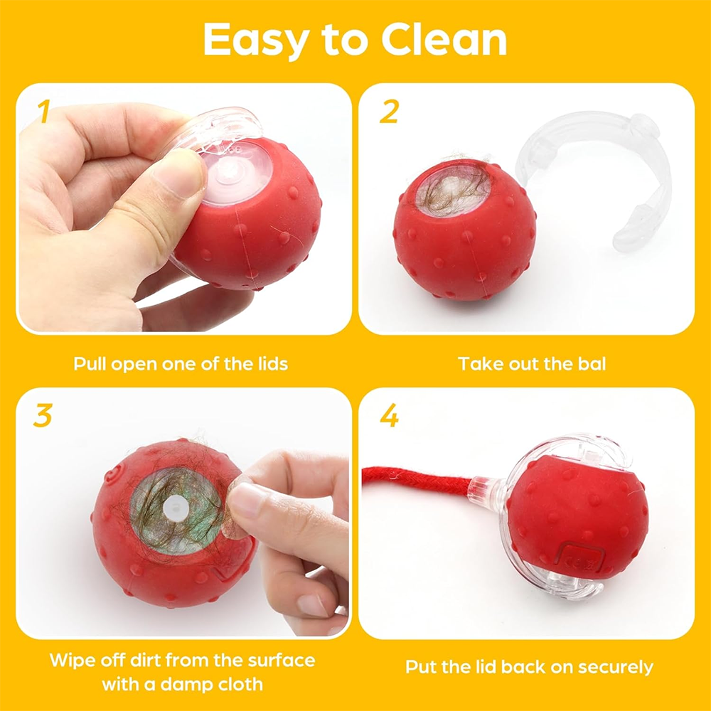 360&deg; Automatic Interactive Pet Toy Fast Rolling Carpet Ball with Rope Bird Chirping Motion Cat Toy