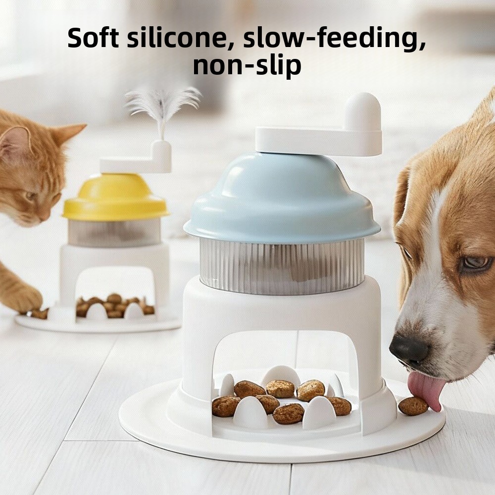 Multi-function Rotating Ice Shaver Cat Puzzle Toy Treat Dispenser Slow Lick Mat Self Amusement Teaser Wand for Indoor Kittens