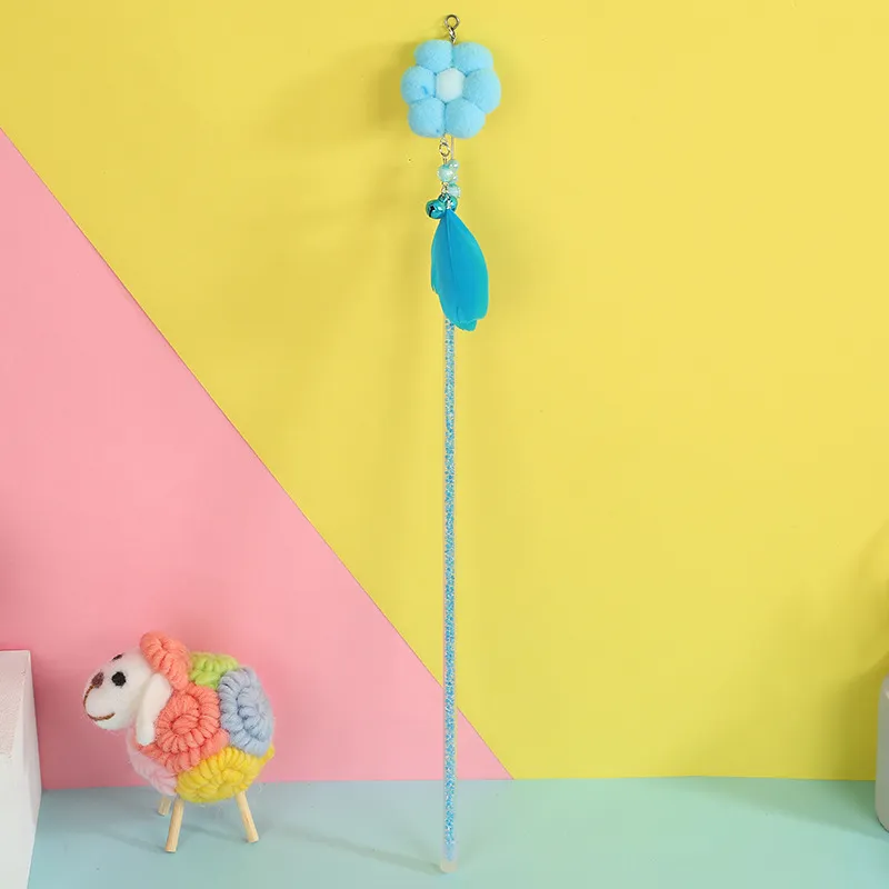 Cat Feather Toys Interactive Cats-Cat Powerful Suction Cup Handheld Teaser Wand Toy