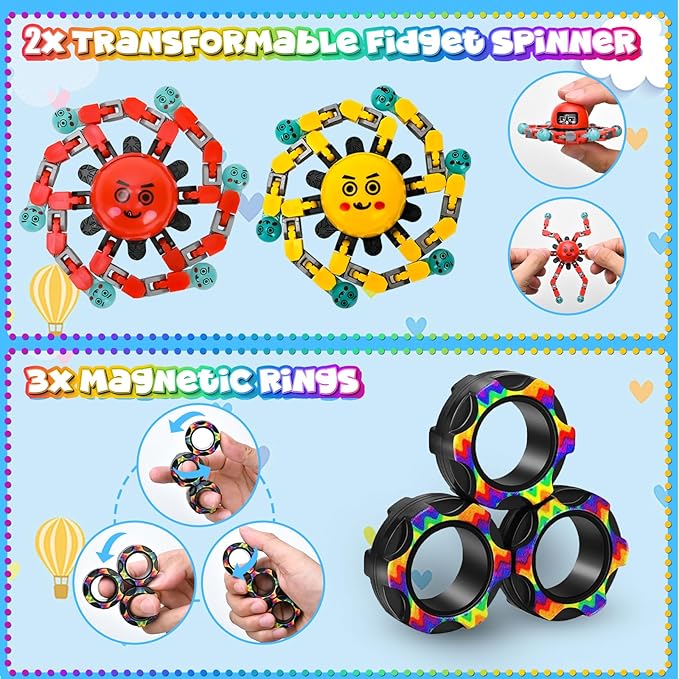 Bulk Classroom Sensory Fidget Toys-Calm Engagement Quiet Focus Training Gift Kit Treasure Prize Box Ages 8-14 Plastic Durable