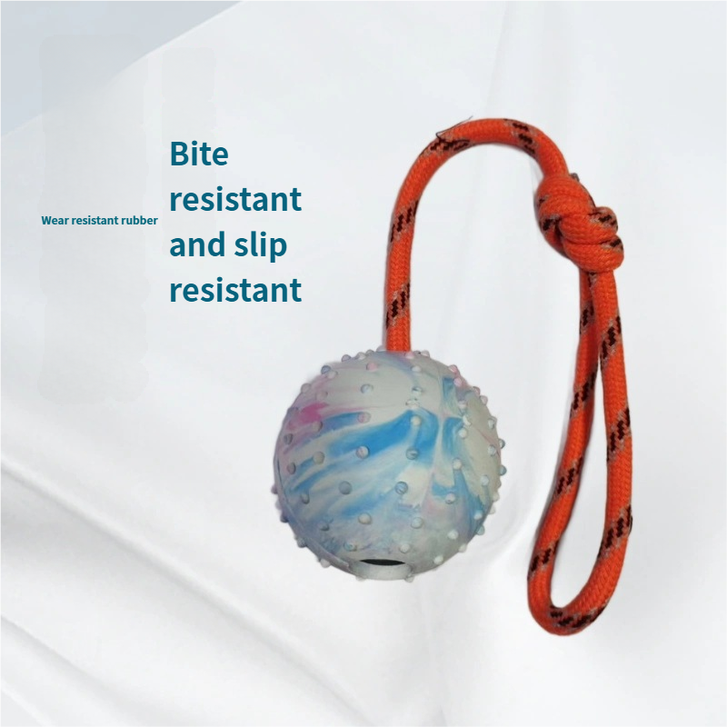 Interactive Rubber Dog Training Ball on Rope Launcher Simple Sport Style Chew Ball Toy for Reward and Play