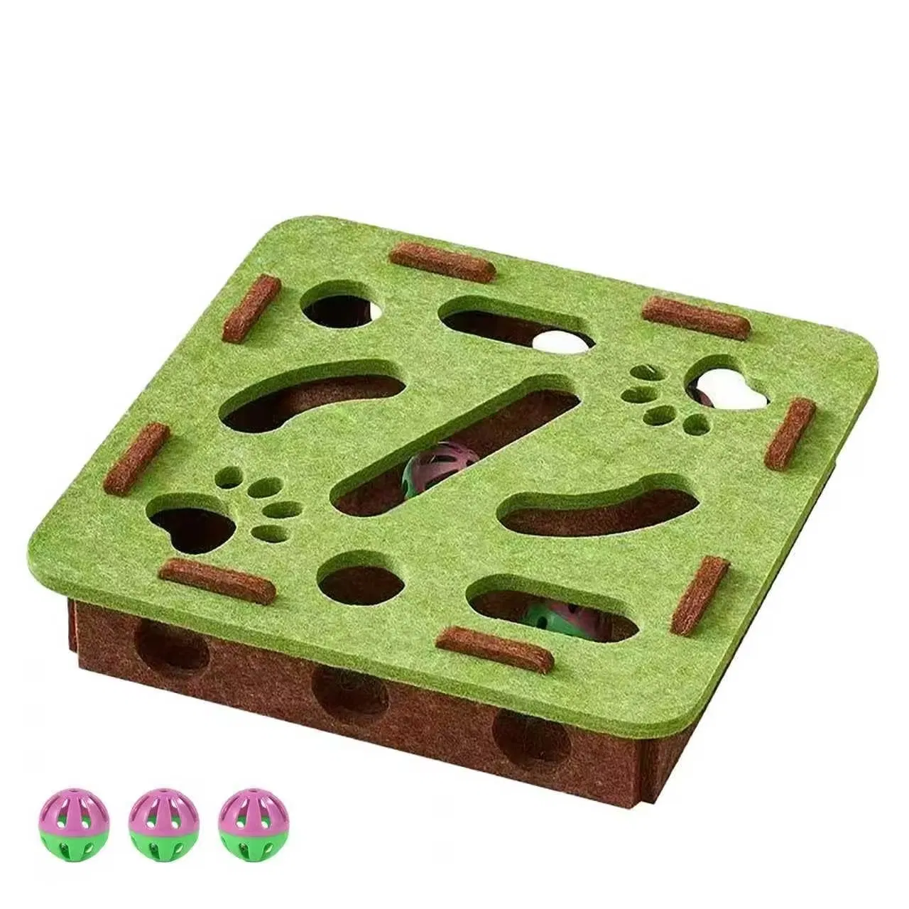 2026 New Cat Toys Interactive Toy Ball Maze Puzzle Game Box Felt Material Interesting Pet Cat Toys 3 Colors