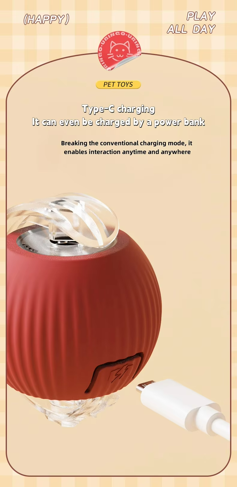 Smart Electric Cat & Dog Play Toy Durable Eco-Friendly Modern Classic Style Automatic Rolling Sound Pet Interactive Movement Toy