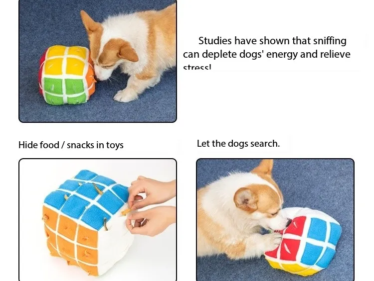 Pet Cube Sniffing Toy Dog Enrichment Chew Toys Puzzle Hiding Food Interactive Toy
