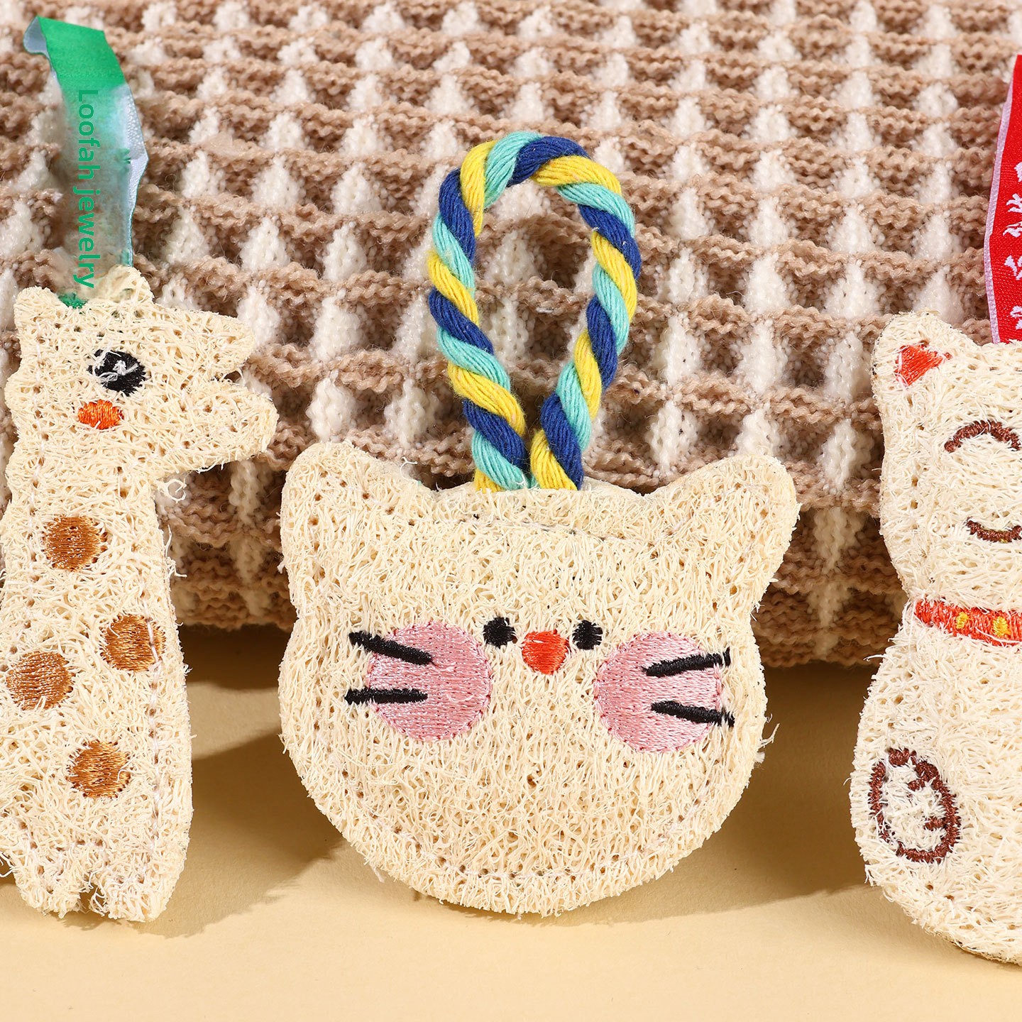 Cross-border Cat Toy Pendant Loofah Sponge Cute Teething Dental-cleaning Chew Stick Durable Bite-resistant Odor-free Interactive