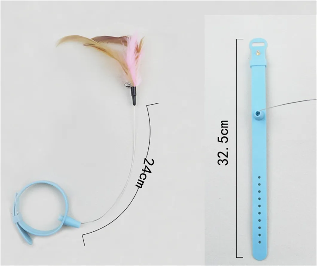 Hand Free Wire Teaser Wands Interactive Teaser Kitten Collar Cat Feather Toy