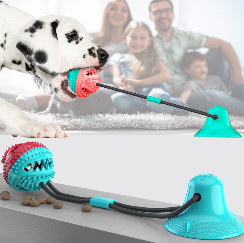 Pet Molar Chew-Resistant Dispensing Balls Suction Cup Dog Teeth Cleaning Toy