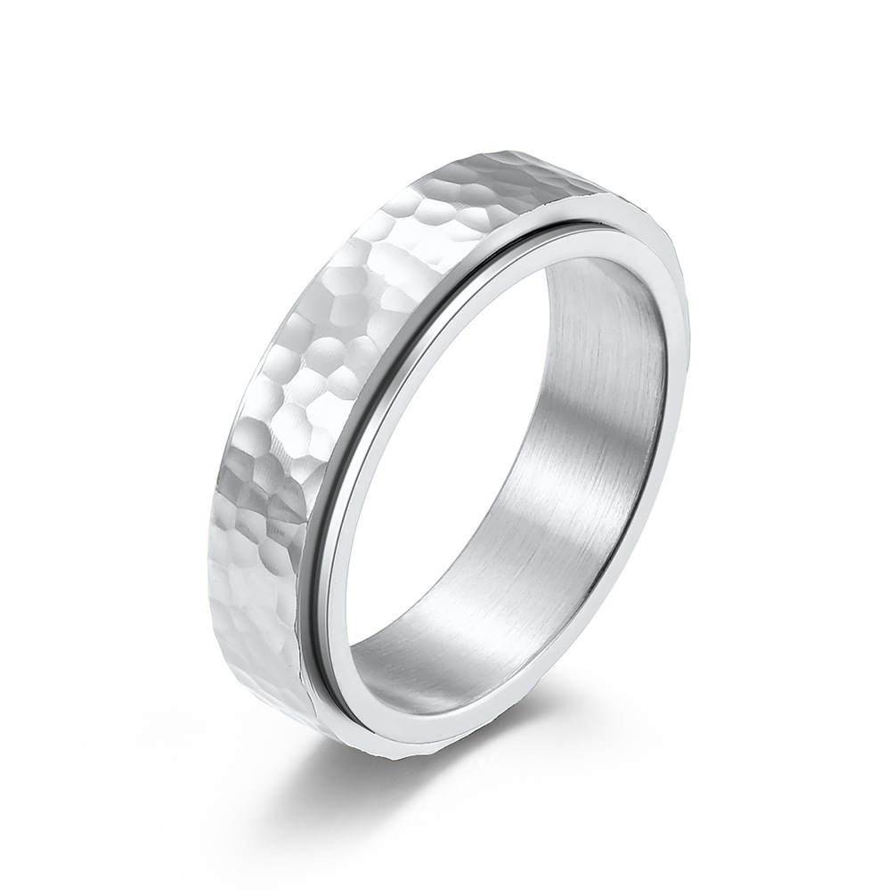 Hot Selling Stainless Steel Spinning Anxiety Fidget Ring Wholesale Anti Stress Rotate Finger Band Custom Logo Waterproof Jewelry