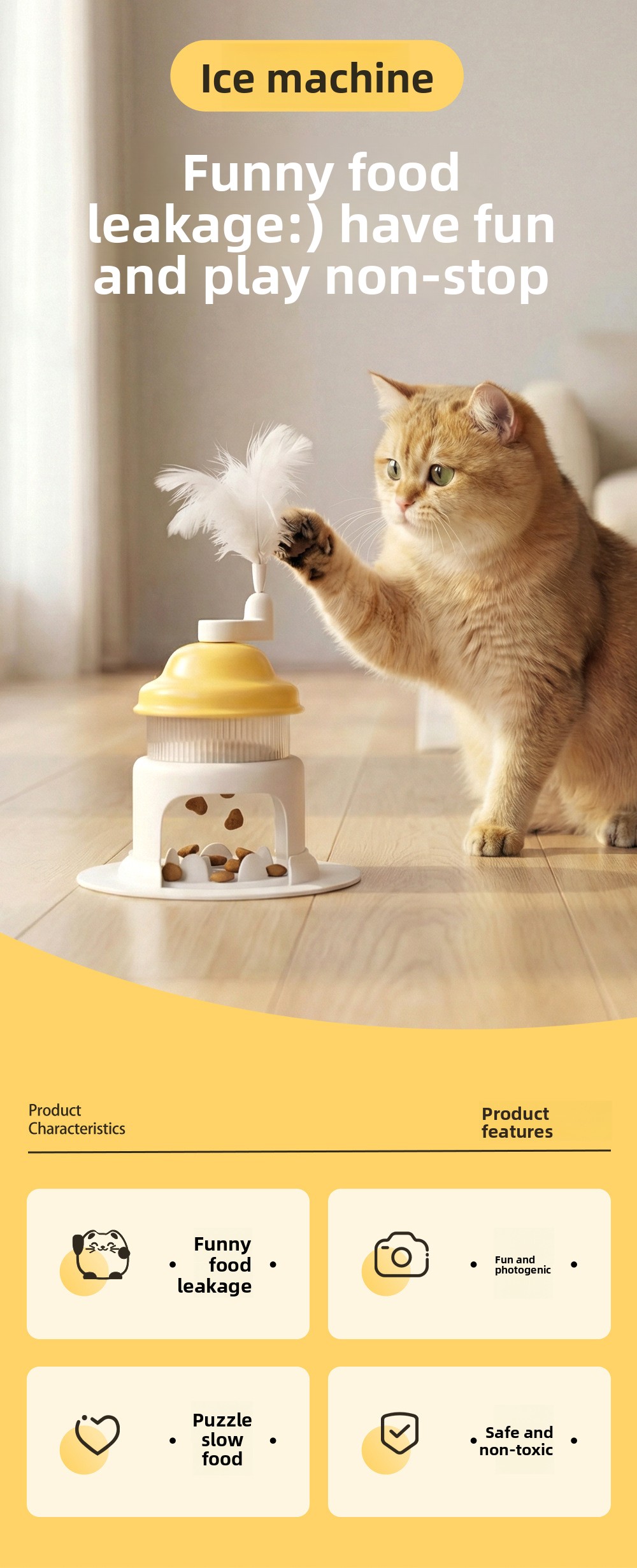 Multi-function Rotating Ice Shaver Cat Puzzle Toy Treat Dispenser Slow Lick Mat Self Amusement Teaser Wand for Indoor Kittens