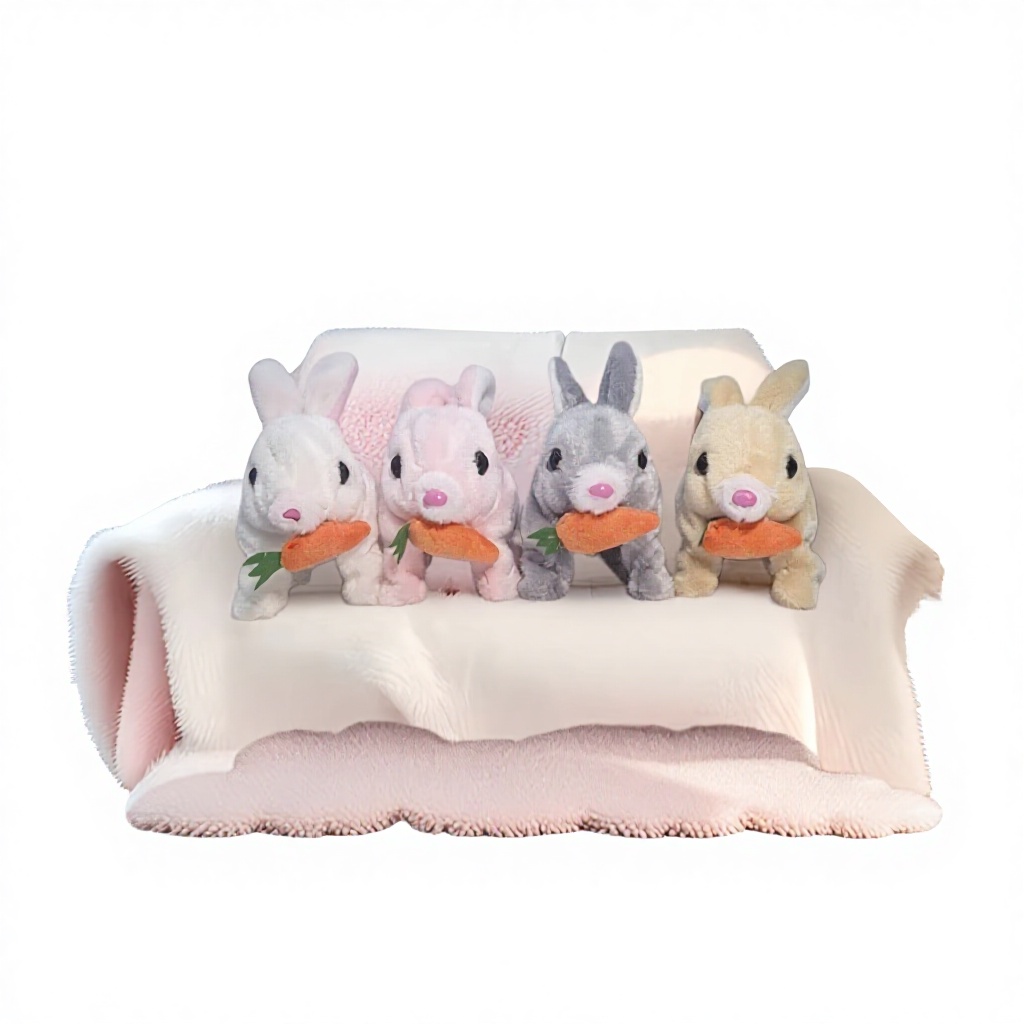 Plush Electric White Rabbit Simulation Pet Radish Rabbit Will Run Will Call Toy Velvet Warm Adorable Cartoon Doll Plastic