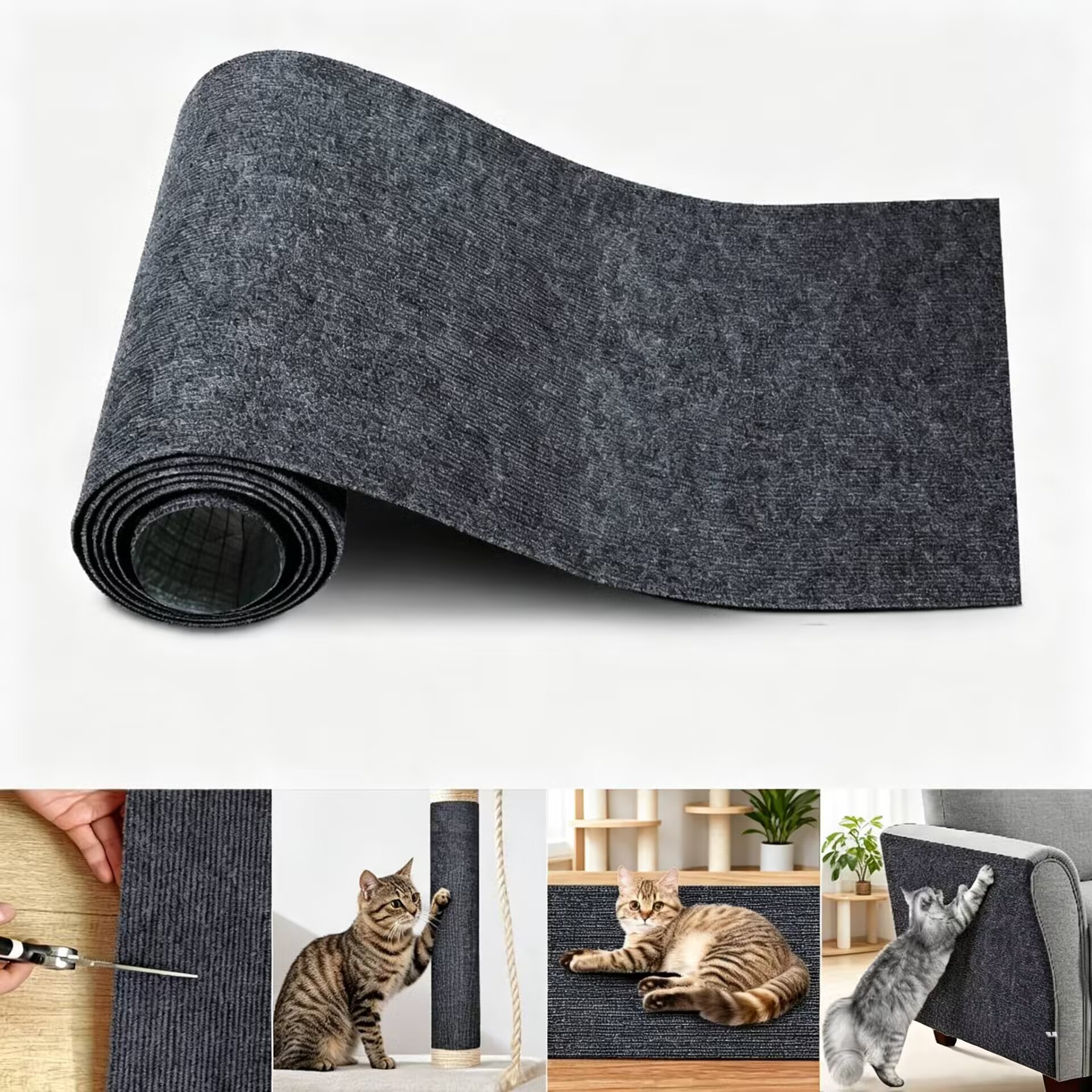 Non-shedding Fiberboard cat Scratching Mat, Adhesive cat Scratching Mat, Interactive cat Toy.Sofa Anti-Scratch Wall Sticker