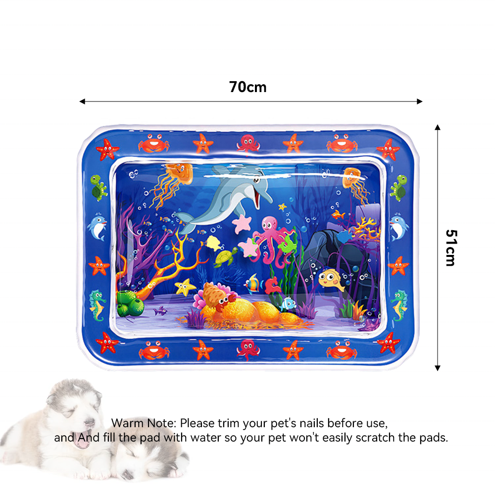 Bored Indoor Cat Eco-Friendly Cartoon Interactive Treat-Toy PVC Scratch-Resistant Water Sensory Anxiety Relief Play Mat for Cats