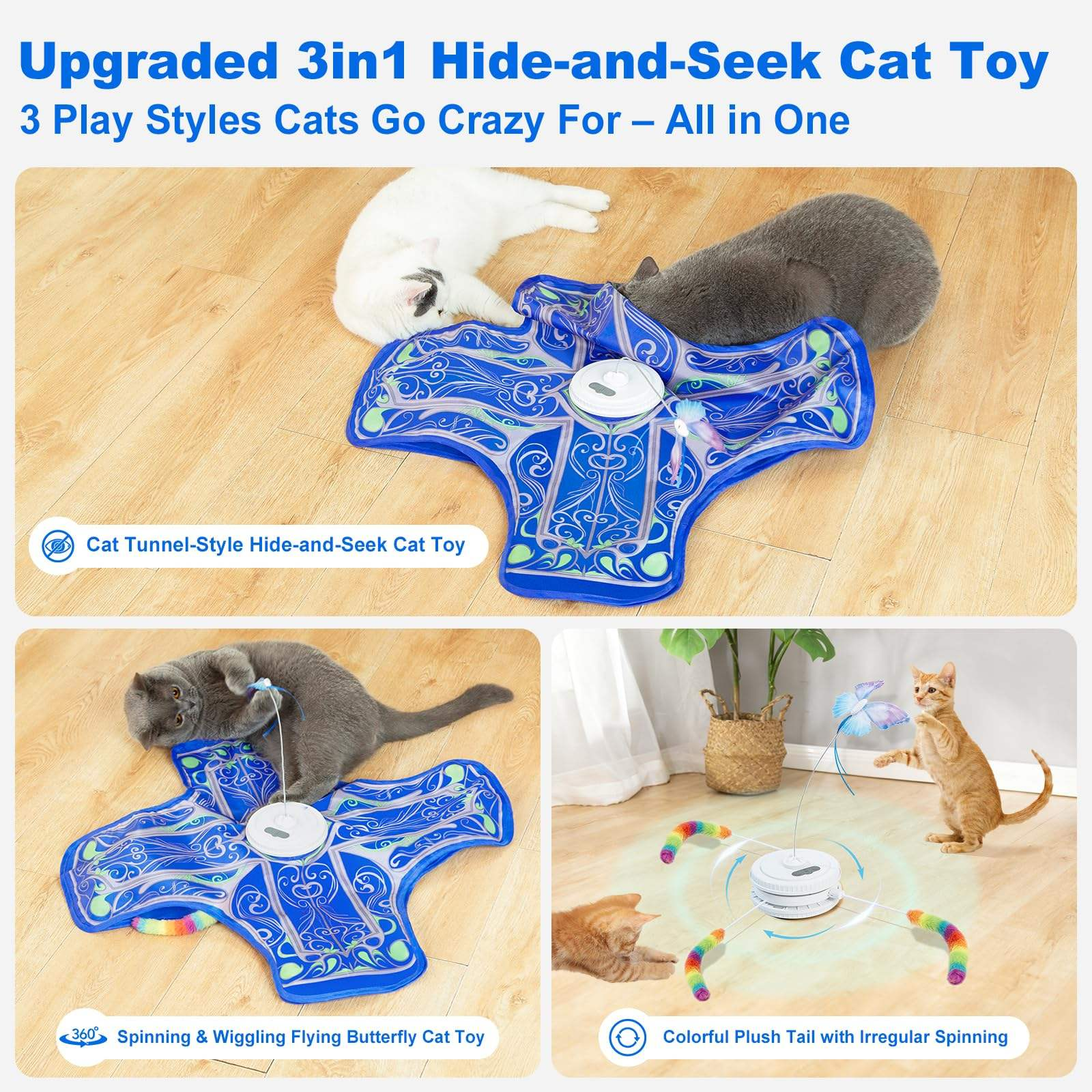 Touch Activated Automatic Interactive CatToy Rechargeable Stress Relief Indoor Cat Exercise Smart Pet Entertainment Cat Supplies