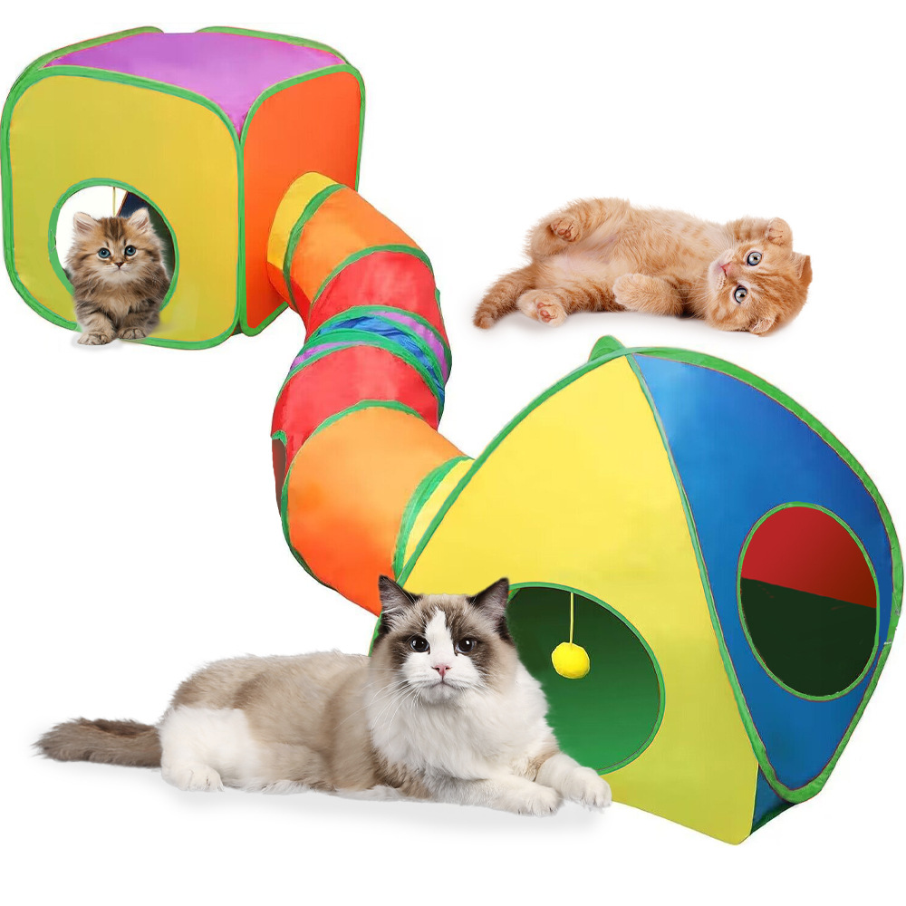 New Design Interactive Collapsible Fun Toys Multiple Play Cat Tunnel