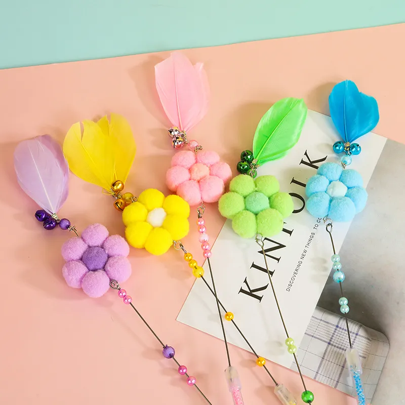 Cat Feather Toys Interactive Cats-Cat Powerful Suction Cup Handheld Teaser Wand Toy