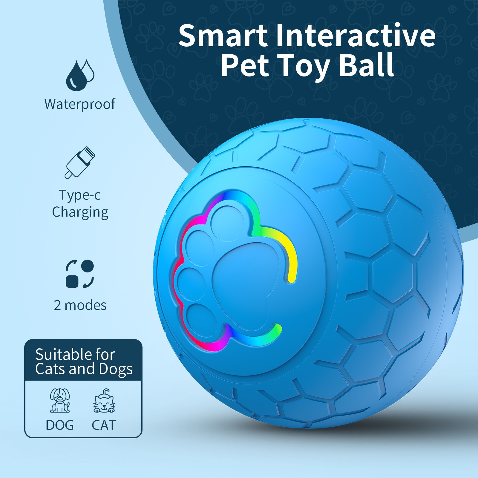 Playpal Interactive Pet Toy Ball Rechargeable Bite Resistant Automatic Smart Bouncing Ball Christmas Gift Automatic Bouncing