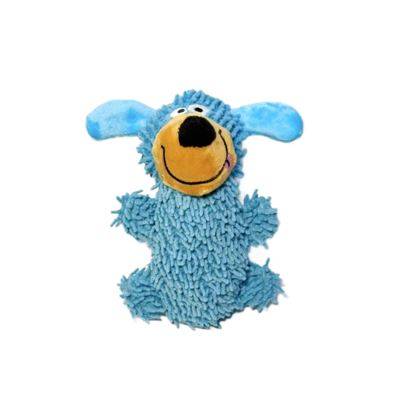 Screaming Plush Blue Dog Teether Interactive Sounding Oral Cleaning Toy