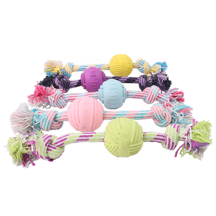 Custom OEM Dog Rope Toy Bulk Durable Tug of War Toy Manufacturer Rubber Ball Aggressive Chewers Wholesale