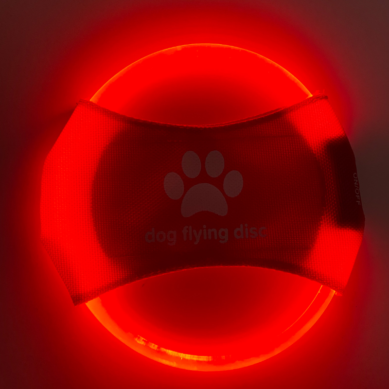 USB Rechargeable Eco-Friendly LED Flying Disc Outdoor Dog Fetch Night Luminous Light Training Pet Toy Nylon/Pu Fashion Design