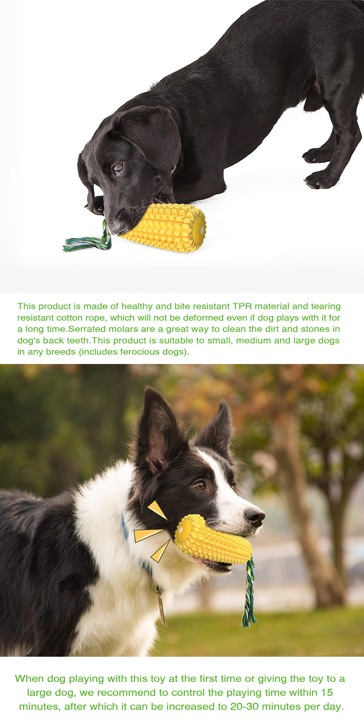 Pet Supplies TPR Sounding Corn Dog Chew Stick Bite-Resistant Toy for Bestseller
